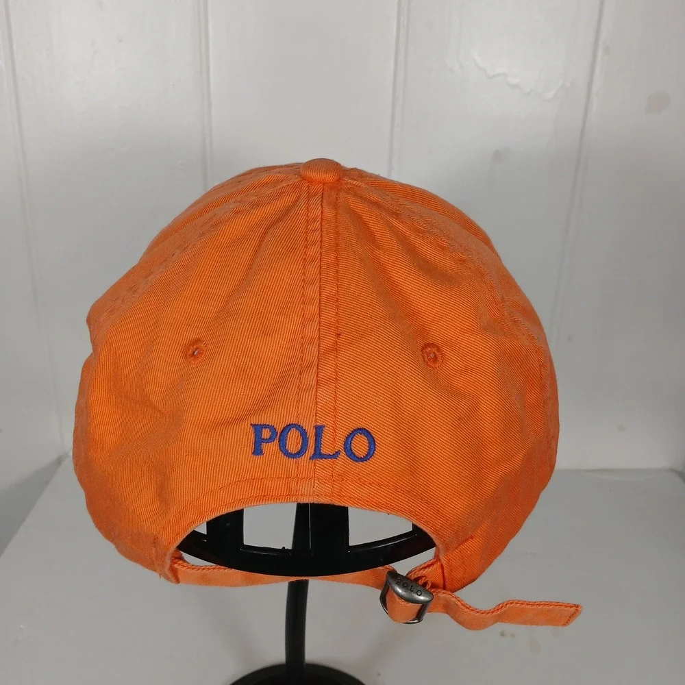 Polo Ralph Lauren Dad Hat Men OS Orange Blue Pony Logo Cotton Chino Twill Cap